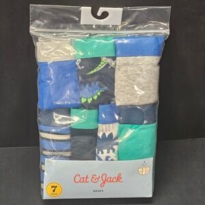 Cat & Jack Boys L 10-12 Dinosaur Briefs‎ Underwear 7 Pack Cotton